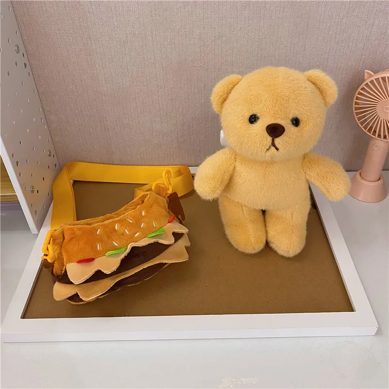 Gifts Detachable Hamburger Bear Small Shoulder Bag Ins Pacha Dog Plush Doll Messenger Bag Girls Coin Purse Gifts Detachable Hamburger Bear Small Shoulder Bag Ins Pacha Dog Plush Doll Messenger Bag Girls Coin Purse