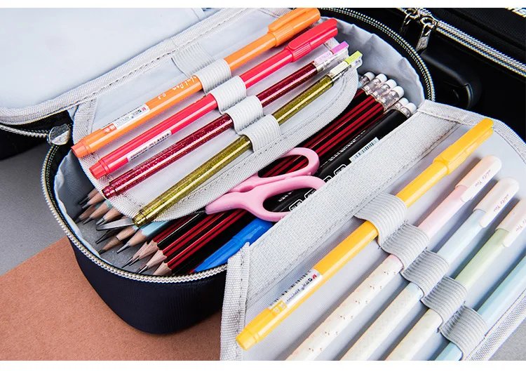 Portable Password lock pencil case Boy Canvas Pencil bag large capacity pencil cases Student stationery bag kids pen case gifts