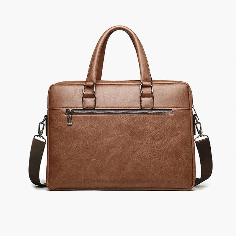 Men'S Briefcase Bag PU Leather Vintage Laptop Handbags Computer Shoulder Business Tote Messenger Breifcases Bag Male Husband