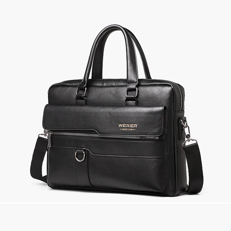 Men'S Briefcase Bag PU Leather Vintage Laptop Handbags Computer Shoulder Business Tote Messenger Breifcases Bag Male Husband