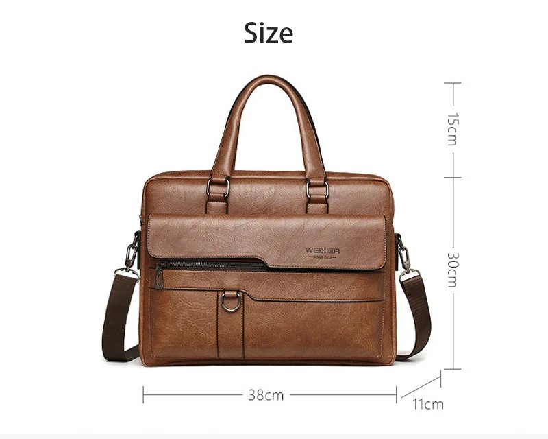 Men'S Briefcase Bag PU Leather Vintage Laptop Handbags Computer Shoulder Business Tote Messenger Breifcases Bag Male Husband