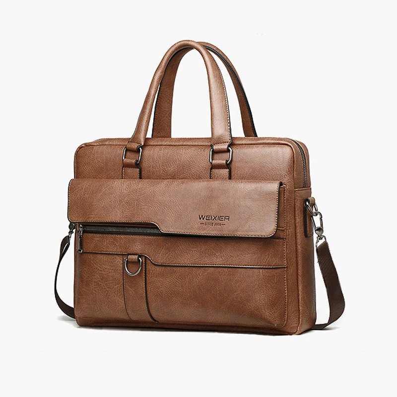 Men'S Briefcase Bag PU Leather Vintage Laptop Handbags Computer Shoulder Business Tote Messenger Breifcases Bag Male Husband
