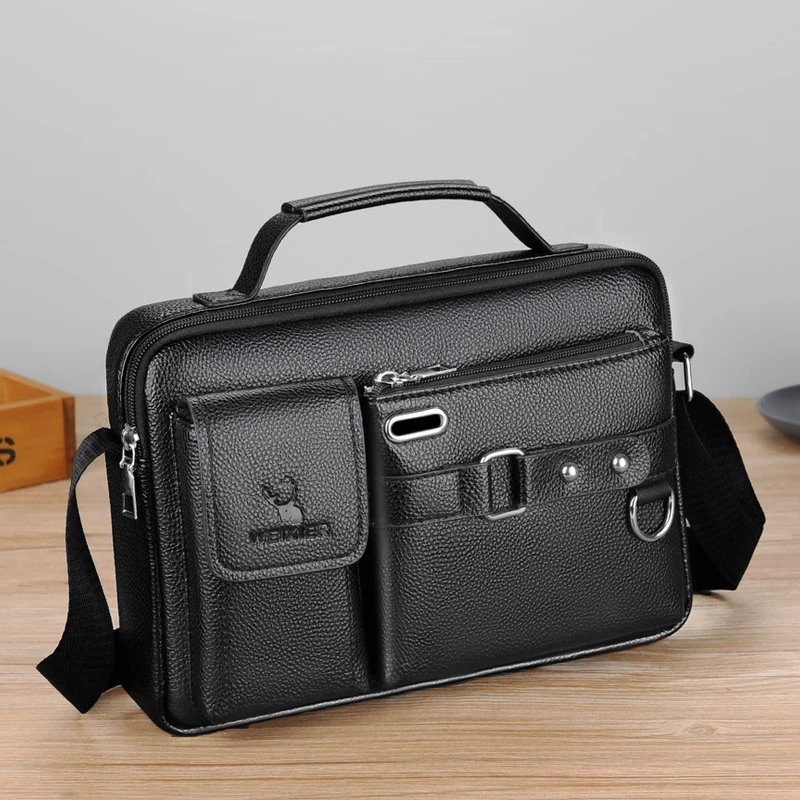Men Cross body Messenger Bag Handbag Business Briefcases Laptop Retro Office PU Leather Male Top Handle One Shoulder Bag