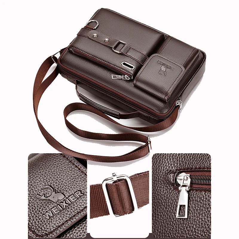 Men Cross body Messenger Bag Handbag Business Briefcases Laptop Retro Office PU Leather Male Top Handle One Shoulder Bag