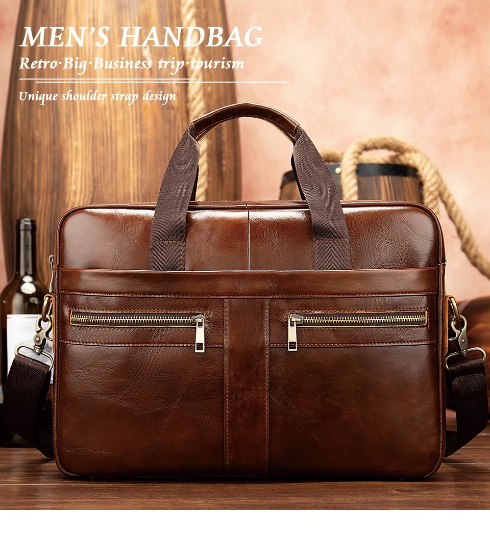 Men's Briefcases Men's Bags Genuine Leather Lawyer/Office Bag Laptop Bag Men's Leather Briefcases Bag for Documents