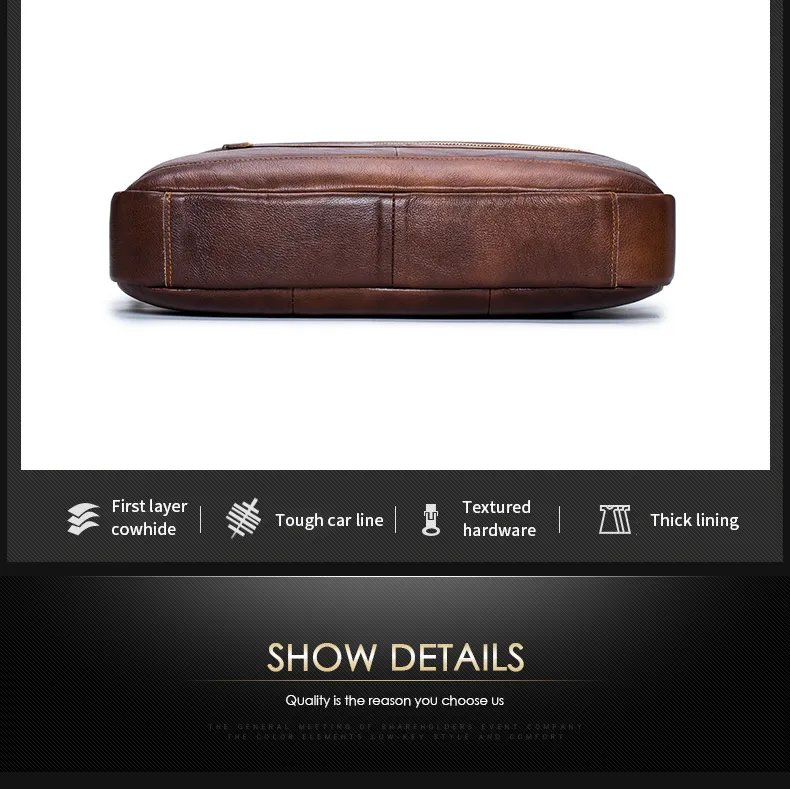 Briefcase Shoulder Messenger Bags Men's Genuine Leather 14-inch Laptop Bag's Men's Briefcase Office Business Handbag