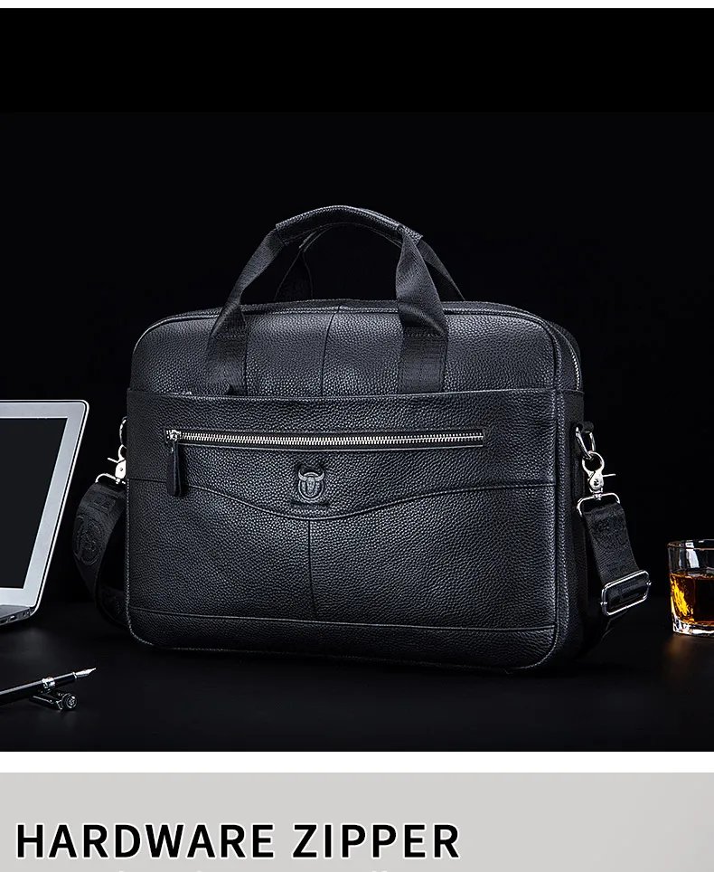 Briefcase Shoulder Messenger Bags Men's Genuine Leather 14-inch Laptop Bag's Men's Briefcase Office Business Handbag