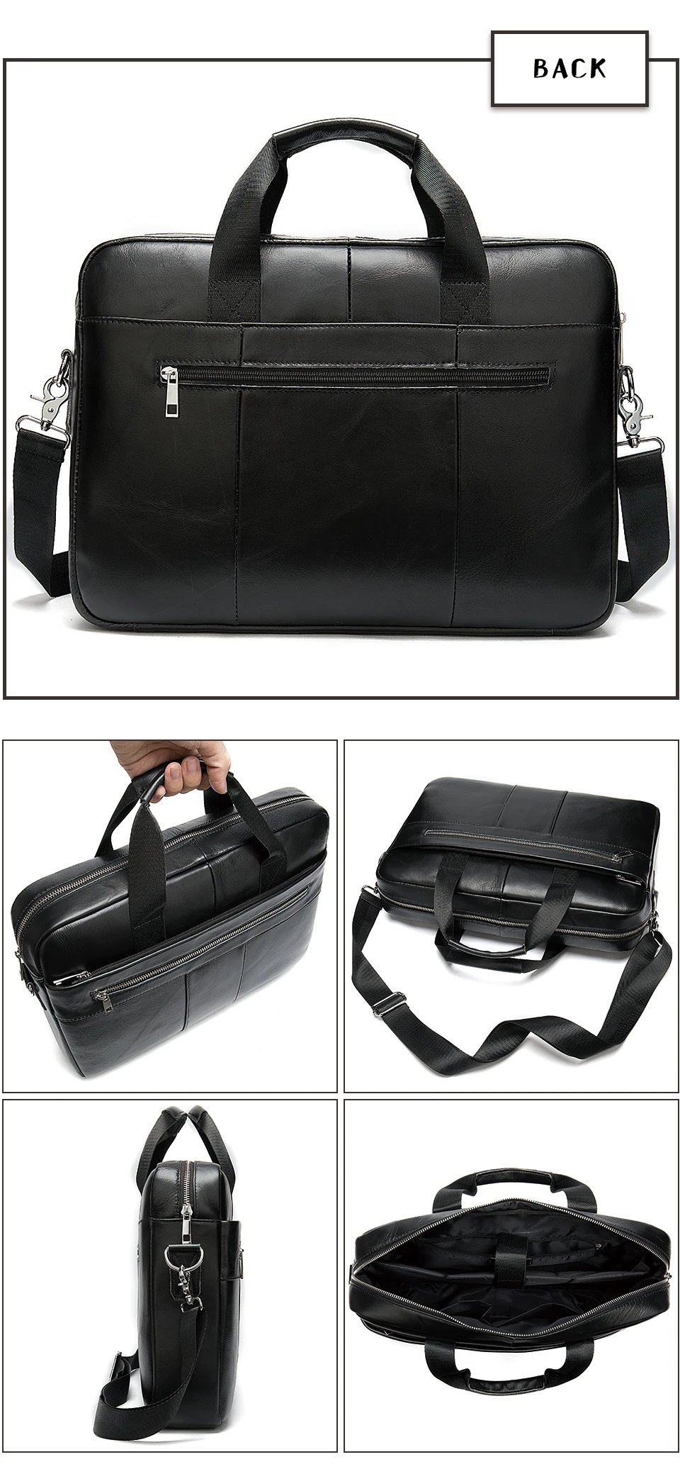 Men's Briefcase Men's Bag Genuine Leather Laptop Bag 14 Computer Briecases Bags for Document Leather Messenger Totes Bags