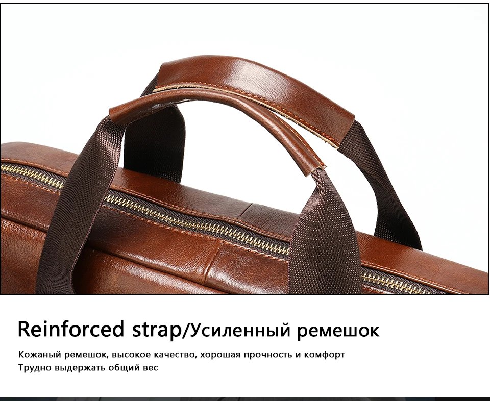 Men's Briefcase Men's Bag Genuine Leather Laptop Bag 14 Computer Briecases Bags for Document Leather Messenger Totes Bags