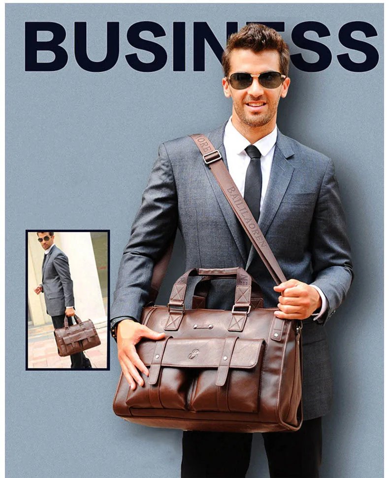 Crossten Large Capacity Leather Briefcase Business Handbag Messenger Bags Vintage Shoulder Travel Bag Men's 17 inch Laptop Bags