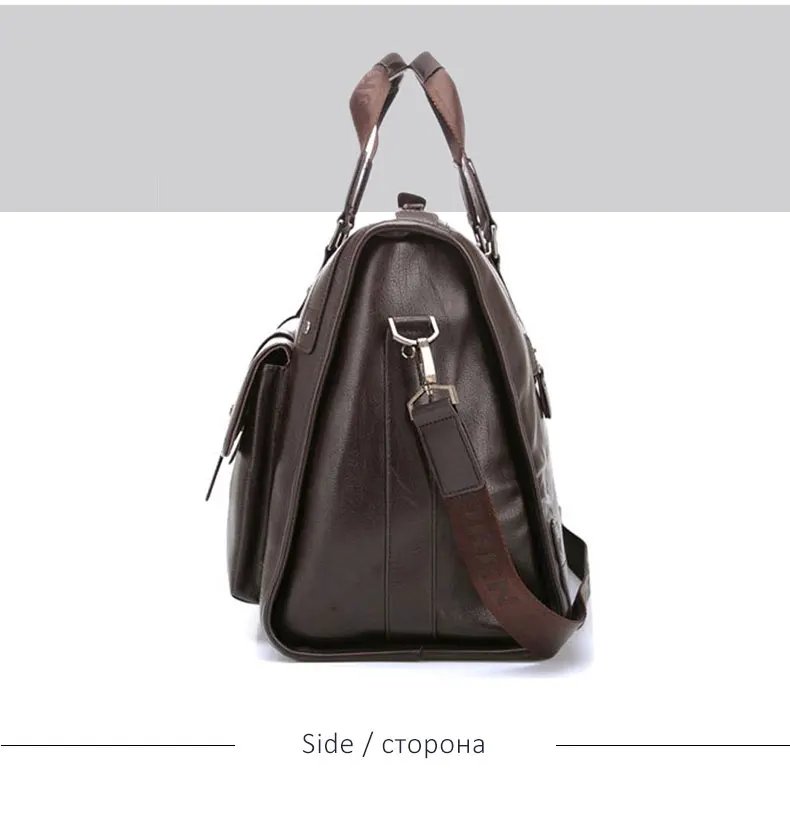 Crossten Large Capacity Leather Briefcase Business Handbag Messenger Bags Vintage Shoulder Travel Bag Men's 17 inch Laptop Bags