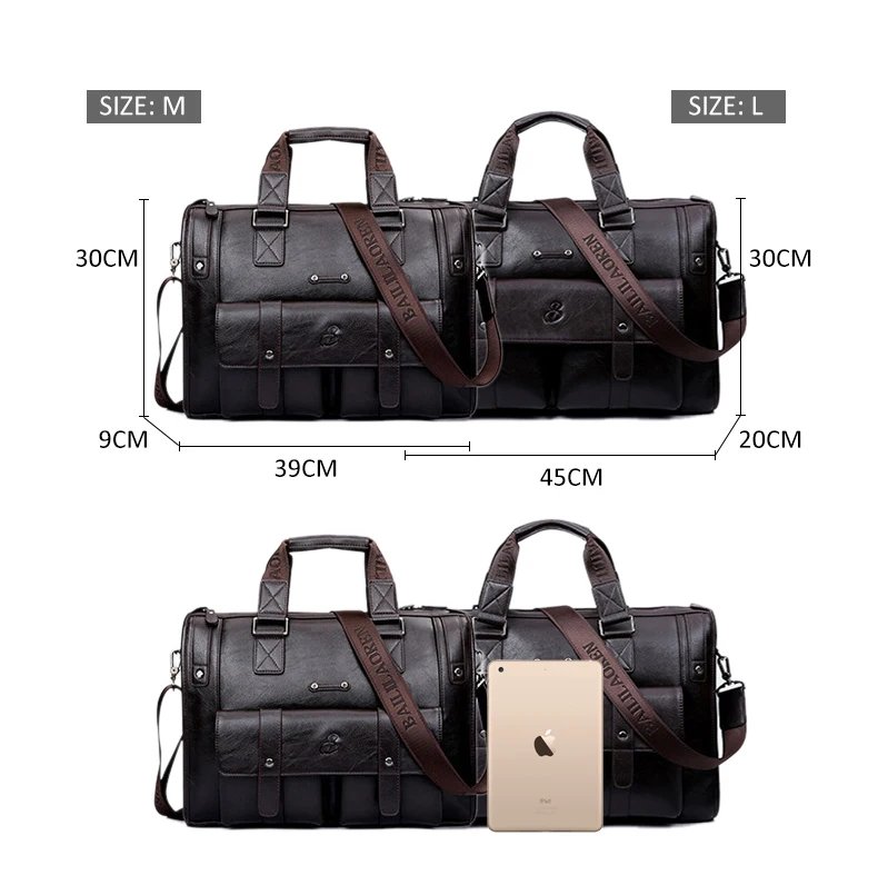 Crossten Large Capacity Leather Briefcase Business Handbag Messenger Bags Vintage Shoulder Travel Bag Men's 17 inch Laptop Bags