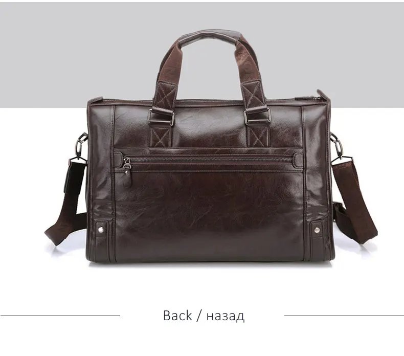 Crossten Large Capacity Leather Briefcase Business Handbag Messenger Bags Vintage Shoulder Travel Bag Men's 17 inch Laptop Bags