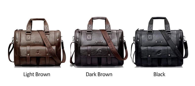 Crossten Large Capacity Leather Briefcase Business Handbag Messenger Bags Vintage Shoulder Travel Bag Men's 17 inch Laptop Bags