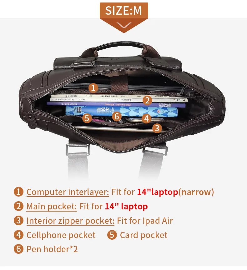 Crossten Large Capacity Leather Briefcase Business Handbag Messenger Bags Vintage Shoulder Travel Bag Men's 17 inch Laptop Bags