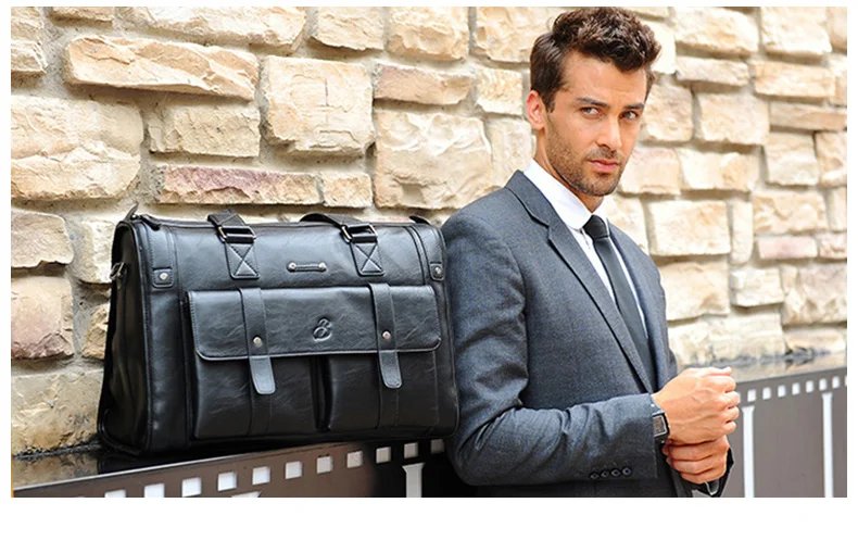 Crossten Large Capacity Leather Briefcase Business Handbag Messenger Bags Vintage Shoulder Travel Bag Men's 17 inch Laptop Bags