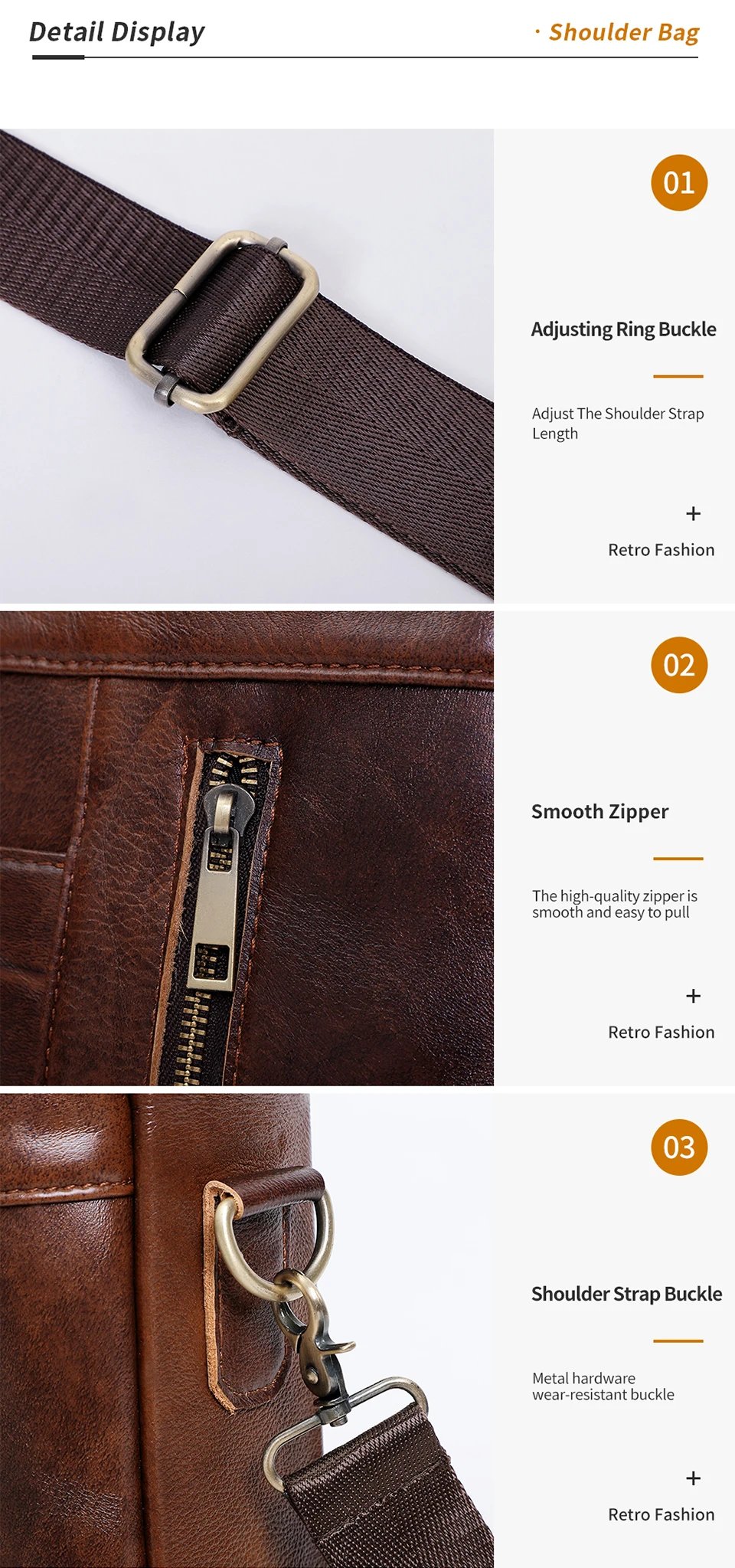 Genuine Leather Laptop Briefcase for Men Retro Travel Messenger Bags 15.6 Inch High Capacity Computer Shoulder Bag