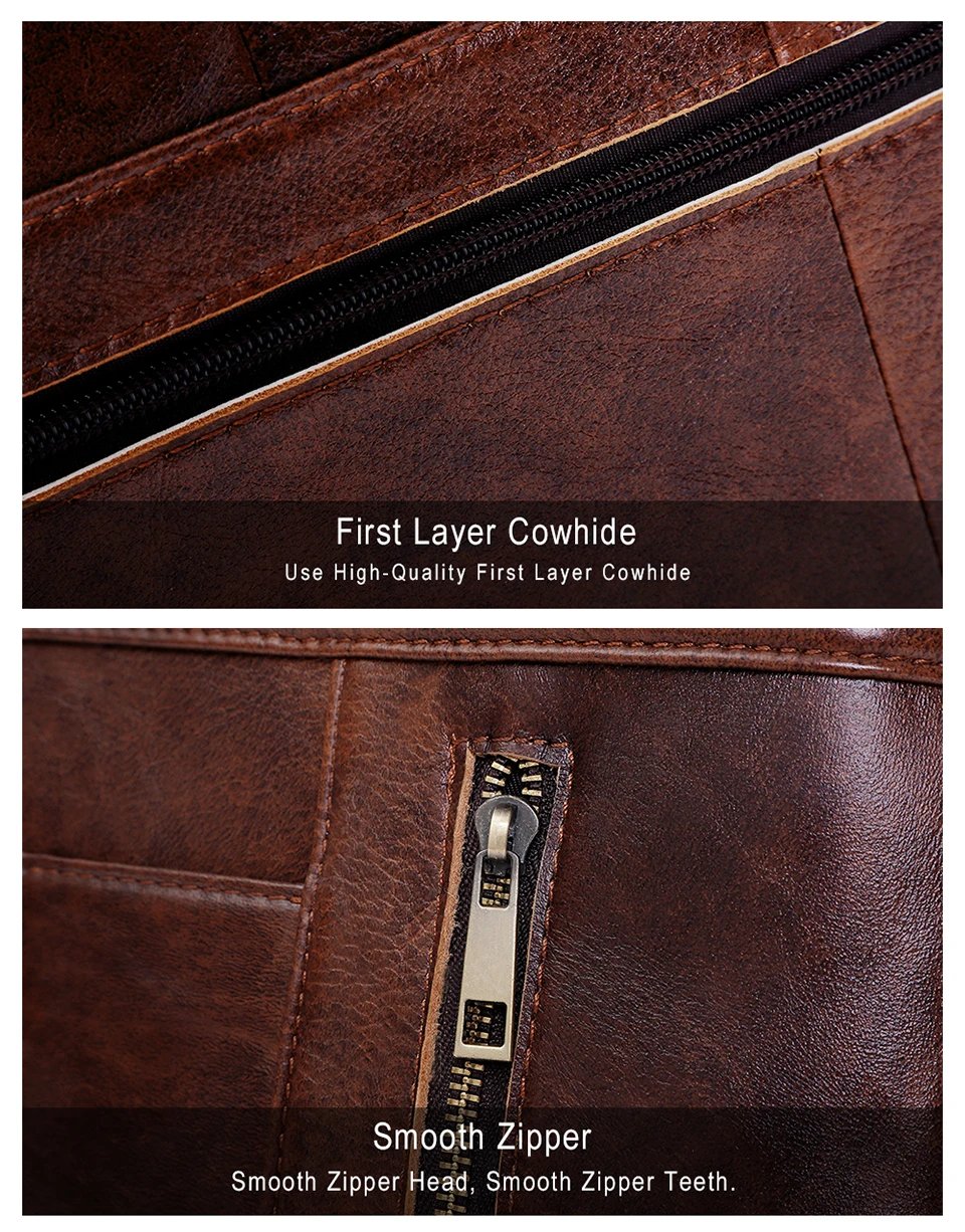 Genuine Leather Laptop Briefcase for Men Retro Travel Messenger Bags 15.6 Inch High Capacity Computer Shoulder Bag