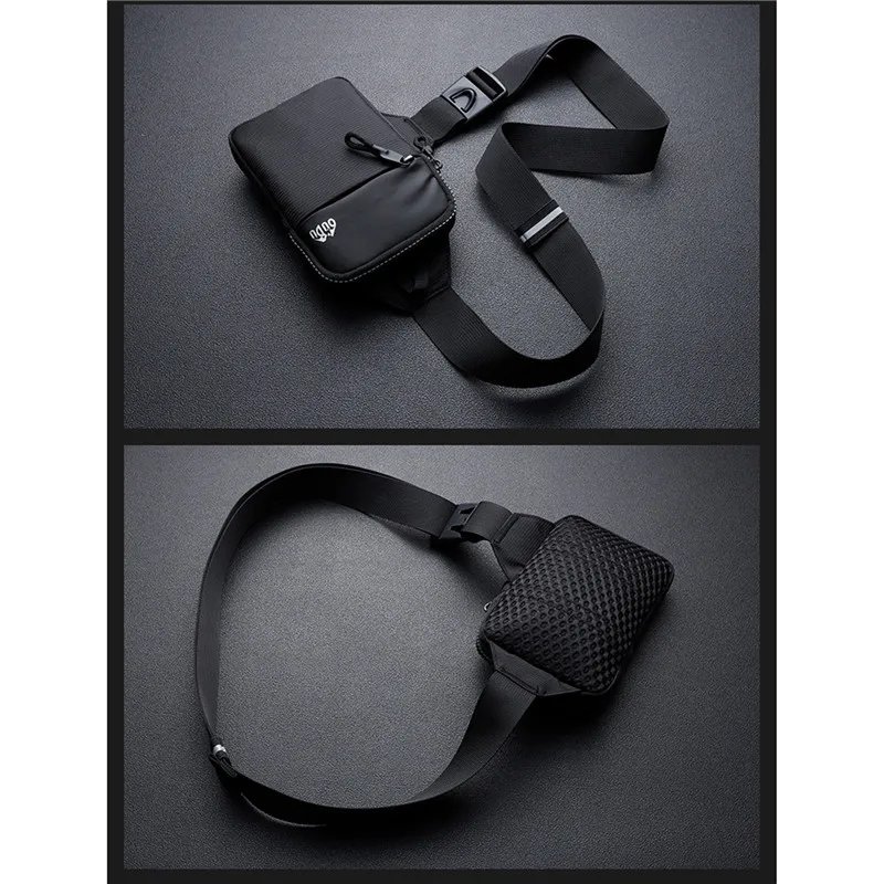 Casual Men Shoulder Chest Bag Nylon Waterproof Outdoor Sport Running Cycling Belt Bag Large Capacity Travel Phone Pouch Bag