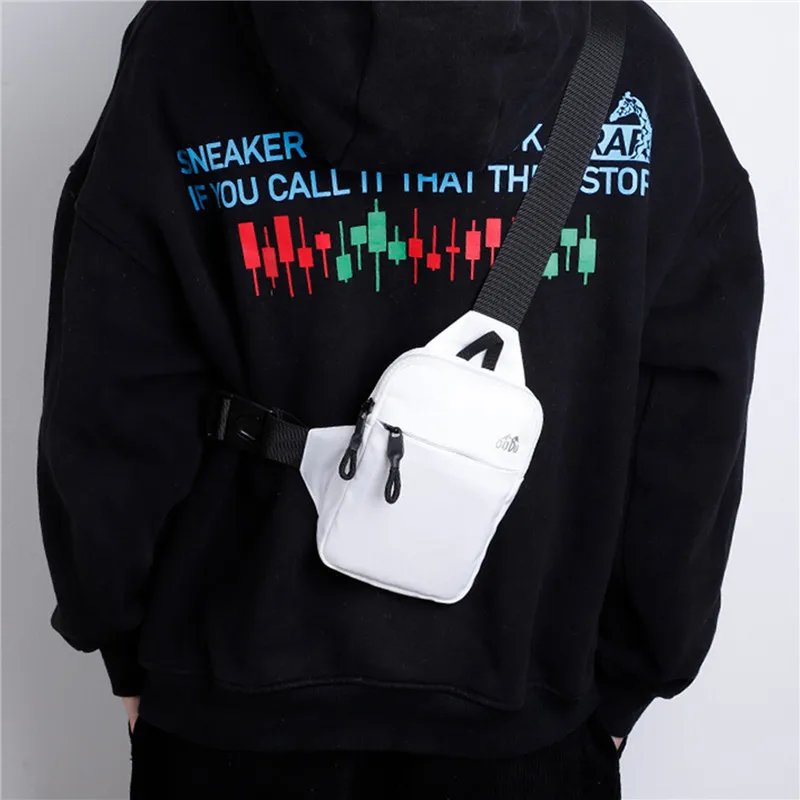 Casual Men Shoulder Chest Bag Nylon Waterproof Outdoor Sport Running Cycling Belt Bag Large Capacity Travel Phone Pouch Bag