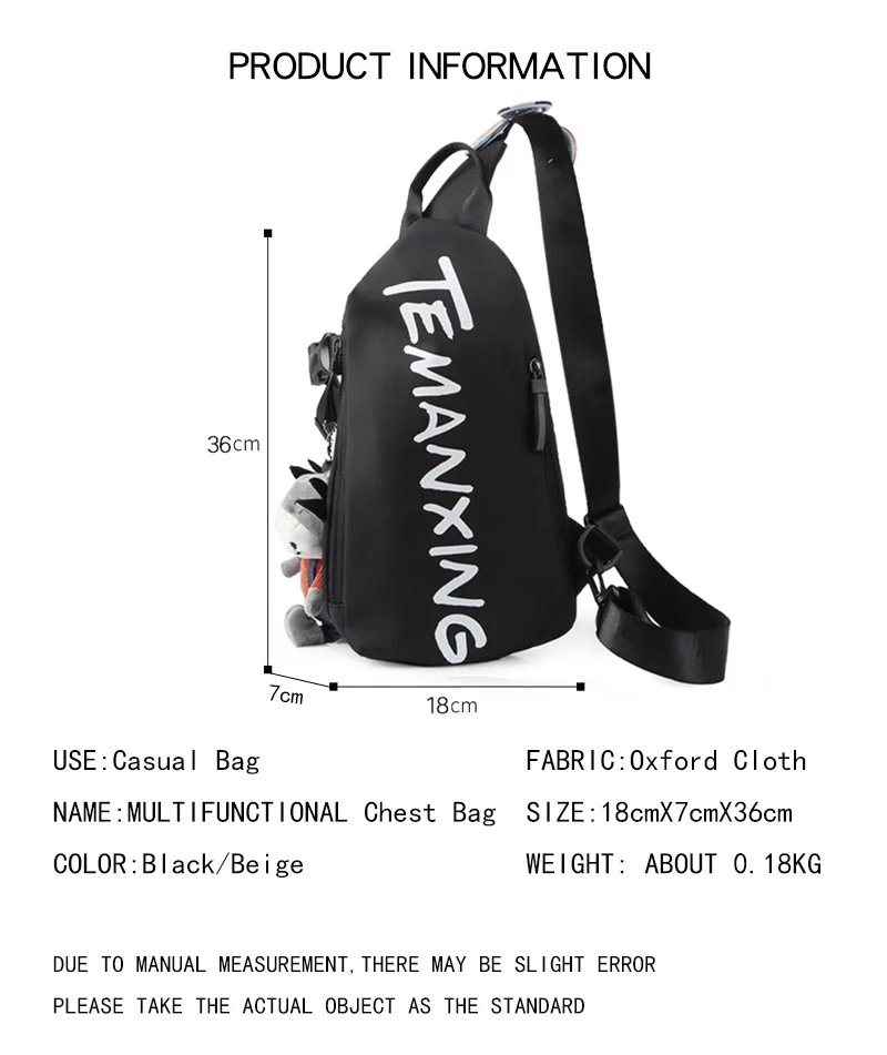 Chest Bag Crossbody Backpack Men Waterproof Oxford Cloth Shoulder Bag Women's 2021 Casual Messenger Bag Unisex Small Bag