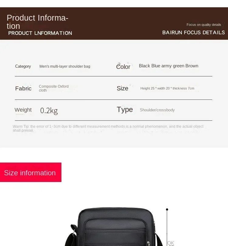 Men Nylon Shoulder Bag Messenger Bag Casual Waterproof Nylon Zipper Pocket Handbag Fashion Tote Travel Male Crossbody Bags