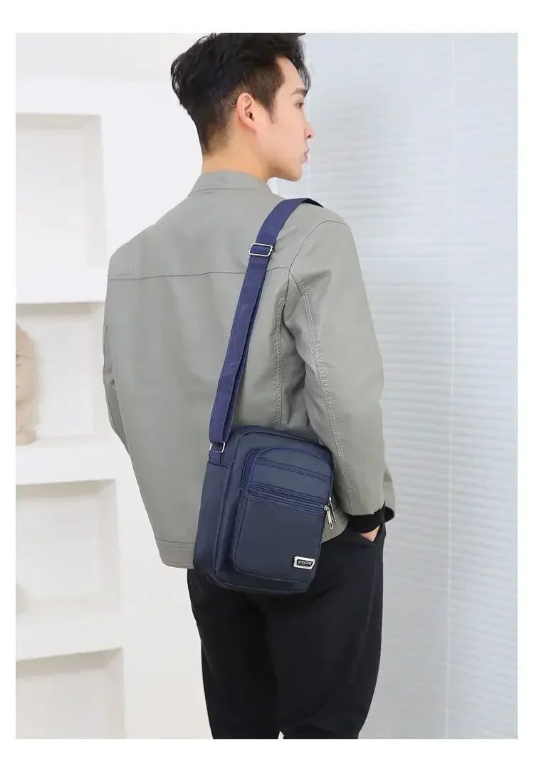 Men Nylon Shoulder Bag Messenger Bag Casual Waterproof Nylon Zipper Pocket Handbag Fashion Tote Travel Male Crossbody Bags