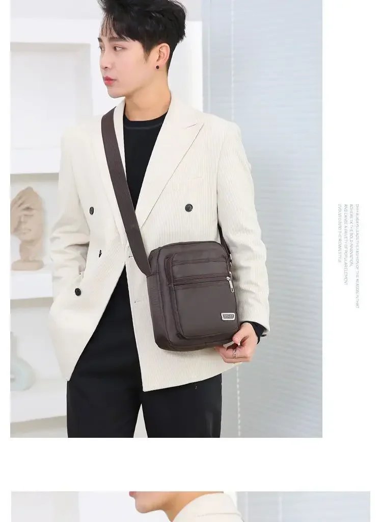 Men Nylon Shoulder Bag Messenger Bag Casual Waterproof Nylon Zipper Pocket Handbag Fashion Tote Travel Male Crossbody Bags