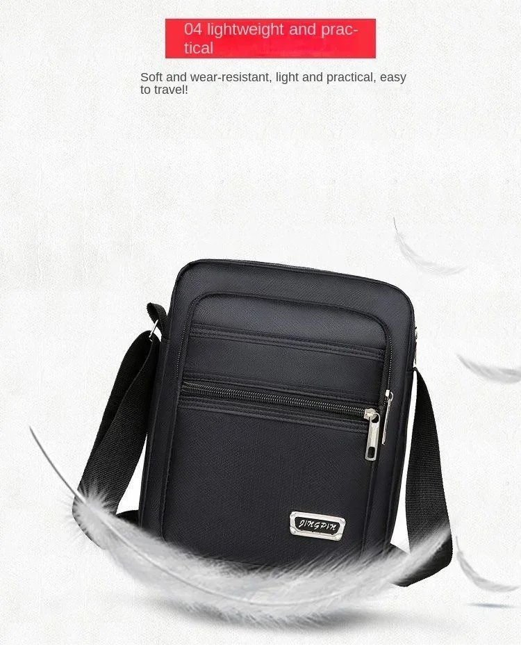 Men Nylon Shoulder Bag Messenger Bag Casual Waterproof Nylon Zipper Pocket Handbag Fashion Tote Travel Male Crossbody Bags