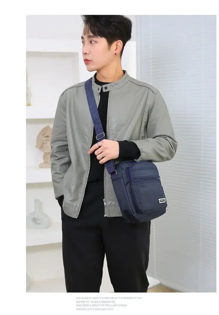 Men Nylon Shoulder Bag Messenger Bag Casual Waterproof Nylon Zipper Pocket Handbag Fashion Tote Travel Male Crossbody Bags