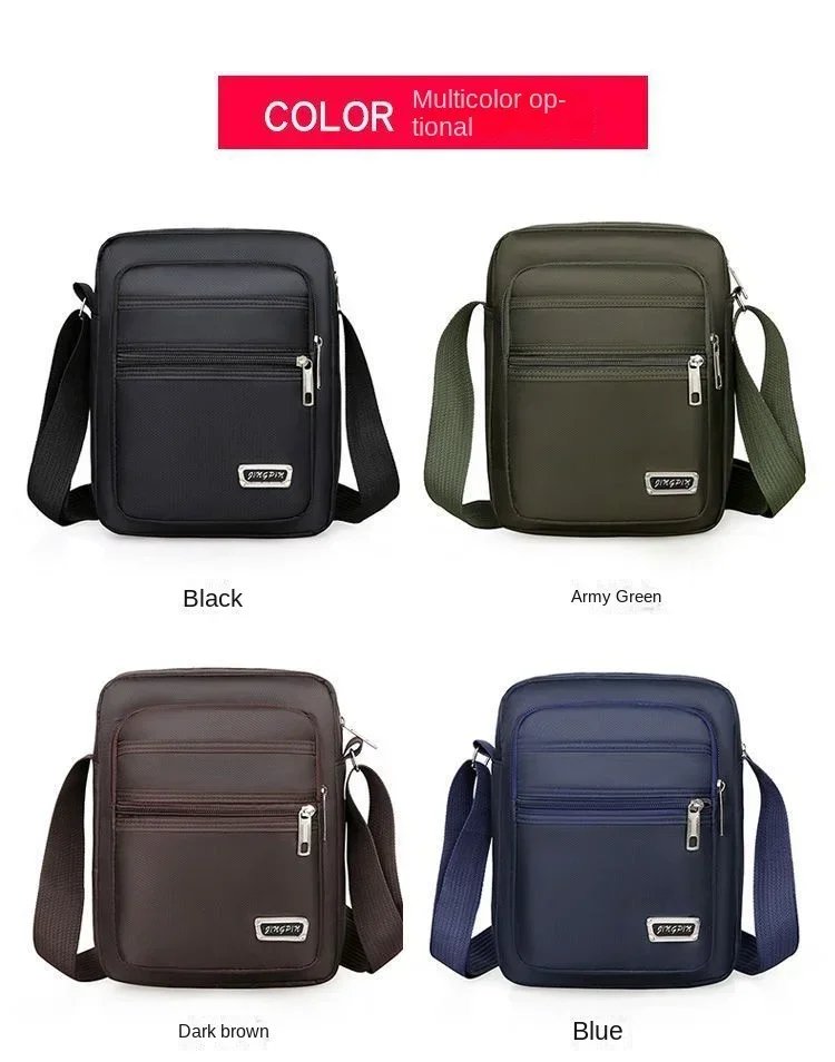 Men Nylon Shoulder Bag Messenger Bag Casual Waterproof Nylon Zipper Pocket Handbag Fashion Tote Travel Male Crossbody Bags