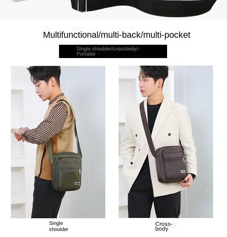 Men Nylon Shoulder Bag Messenger Bag Casual Waterproof Nylon Zipper Pocket Handbag Fashion Tote Travel Male Crossbody Bags