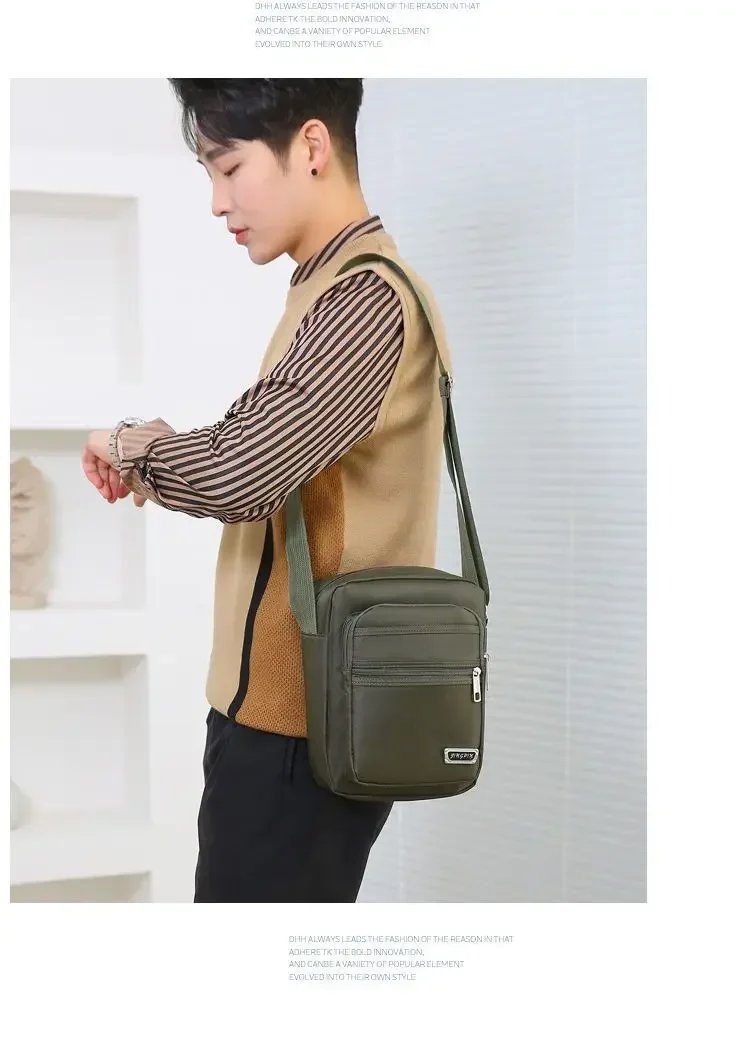 Men Nylon Shoulder Bag Messenger Bag Casual Waterproof Nylon Zipper Pocket Handbag Fashion Tote Travel Male Crossbody Bags