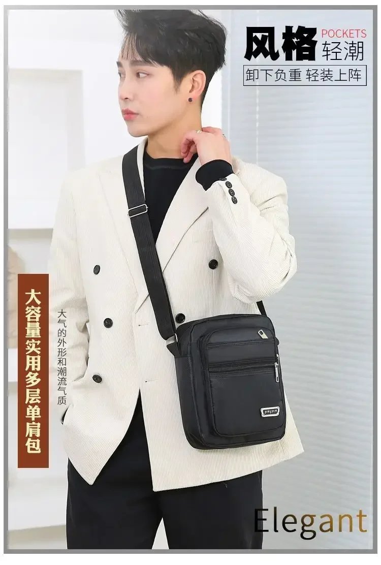 Men Nylon Shoulder Bag Messenger Bag Casual Waterproof Nylon Zipper Pocket Handbag Fashion Tote Travel Male Crossbody Bags