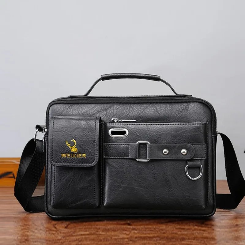 Fashion Men's Shoulder Portable PU Leather Handbag Business Briefcase Travel Man Crossbody s Brand Quality Men Bag