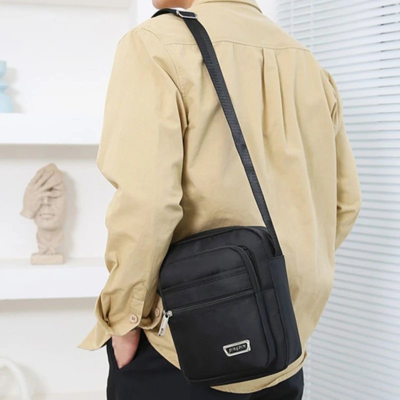 Men's Shoulder Bag Business Leisure Large Capacity Portable Handbag Multi Layer Waterproof Summer Male's Crossbody Bags