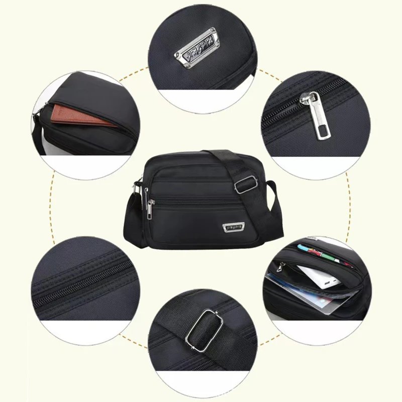 Men's Shoulder Bag Business Leisure Large Capacity Portable Handbag Multi Layer Waterproof Summer Male's Crossbody Bags
