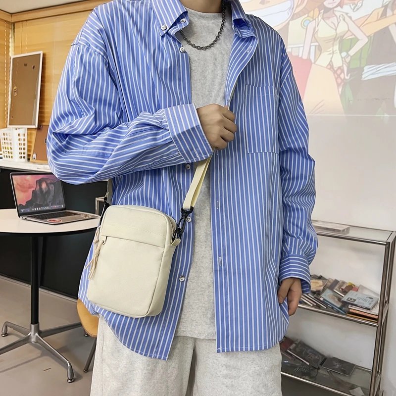 Messenger Sling Bags For Men Casual Canvas Small Zipper Crossbody Pouch Simple Small Crossbody Shoulder Bag Men Bag