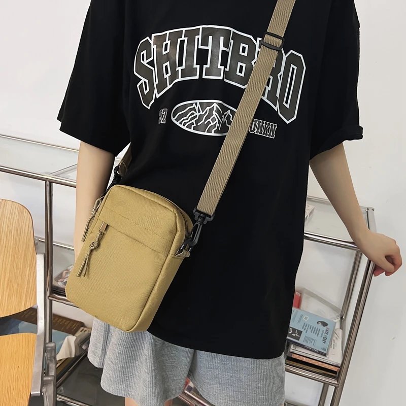 Messenger Sling Bags For Men Casual Canvas Small Zipper Crossbody Pouch Simple Small Crossbody Shoulder Bag Men Bag