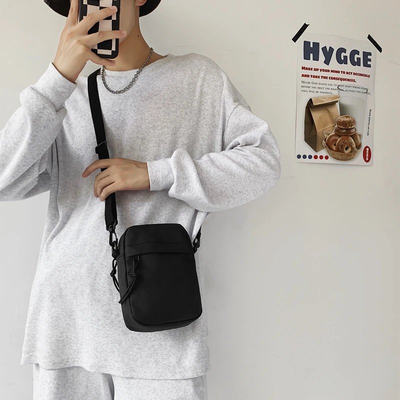 Messenger Sling Bags For Men Casual Canvas Small Zipper Crossbody Pouch Simple Small Crossbody Shoulder Bag Men Bag