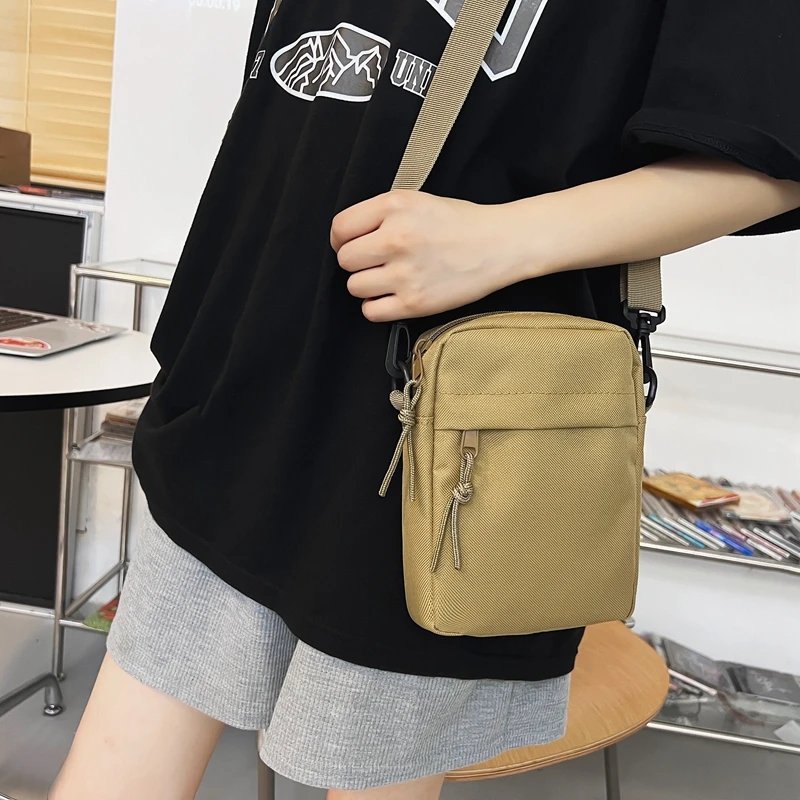 Messenger Sling Bags For Men Casual Canvas Small Zipper Crossbody Pouch Simple Small Crossbody Shoulder Bag Men Bag