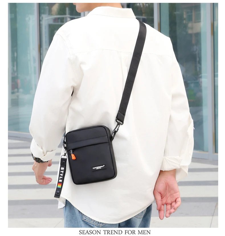 Messenger Sling Bags For Men Casual Oxford Small Zipper Crossbody Pouch Simple Mini Crossbody Phone Bag Male Side Shoulder Bag