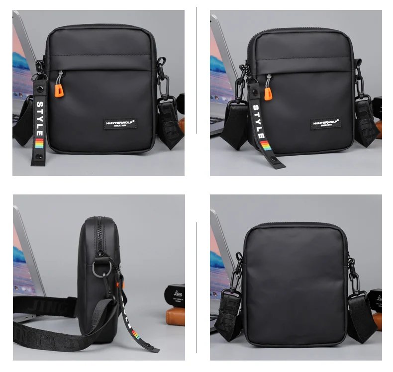 Messenger Sling Bags For Men Casual Oxford Small Zipper Crossbody Pouch Simple Mini Crossbody Phone Bag Male Side Shoulder Bag
