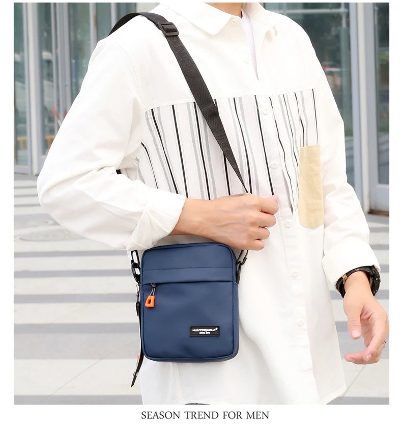 Messenger Sling Bags For Men Casual Oxford Small Zipper Crossbody Pouch Simple Mini Crossbody Phone Bag Male Side Shoulder Bag