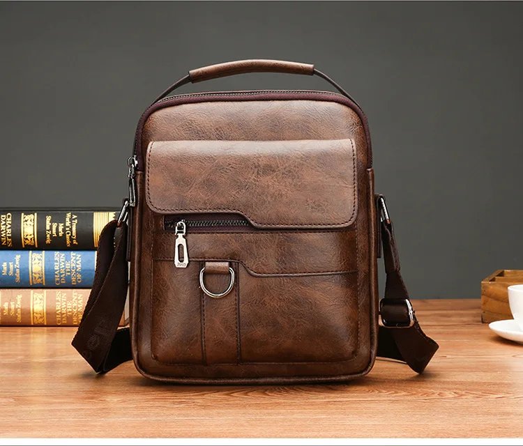 2024 Summer New Vintage Men Crossbody Bag Leather Shoulder Bag For Men Handbags Brown Black Business Messenger Bag Male Flap