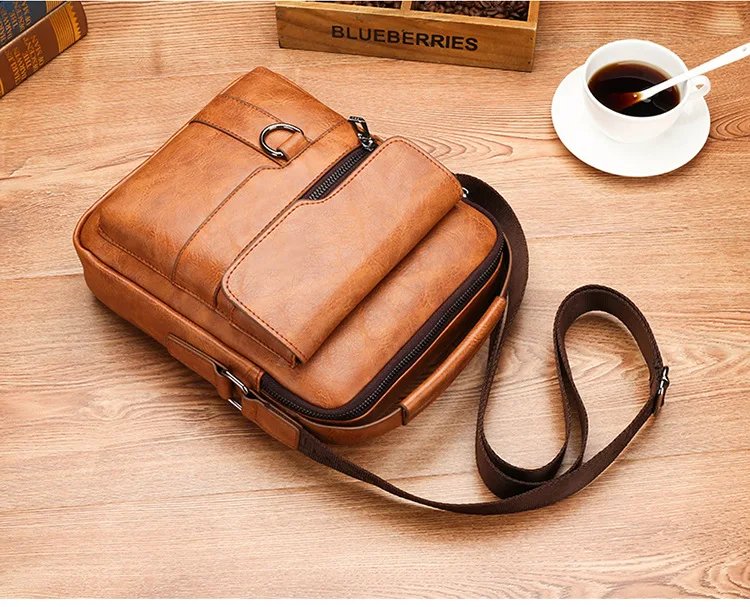 2024 Summer New Vintage Men Crossbody Bag Leather Shoulder Bag For Men Handbags Brown Black Business Messenger Bag Male Flap