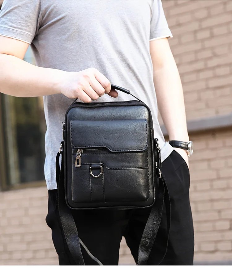 2024 Summer New Vintage Men Crossbody Bag Leather Shoulder Bag For Men Handbags Brown Black Business Messenger Bag Male Flap