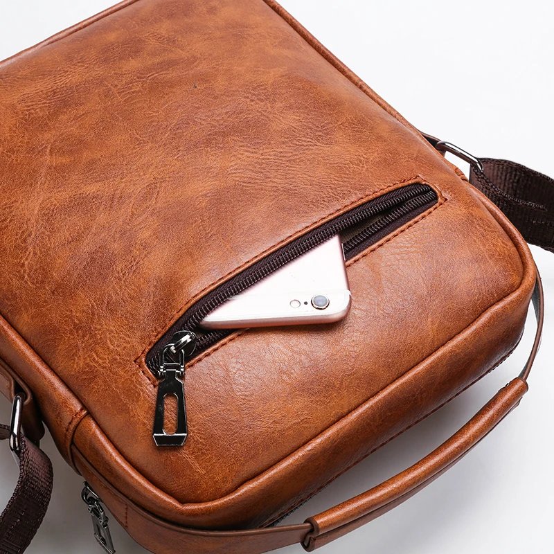 2024 Summer New Vintage Men Crossbody Bag Leather Shoulder Bag For Men Handbags Brown Black Business Messenger Bag Male Flap