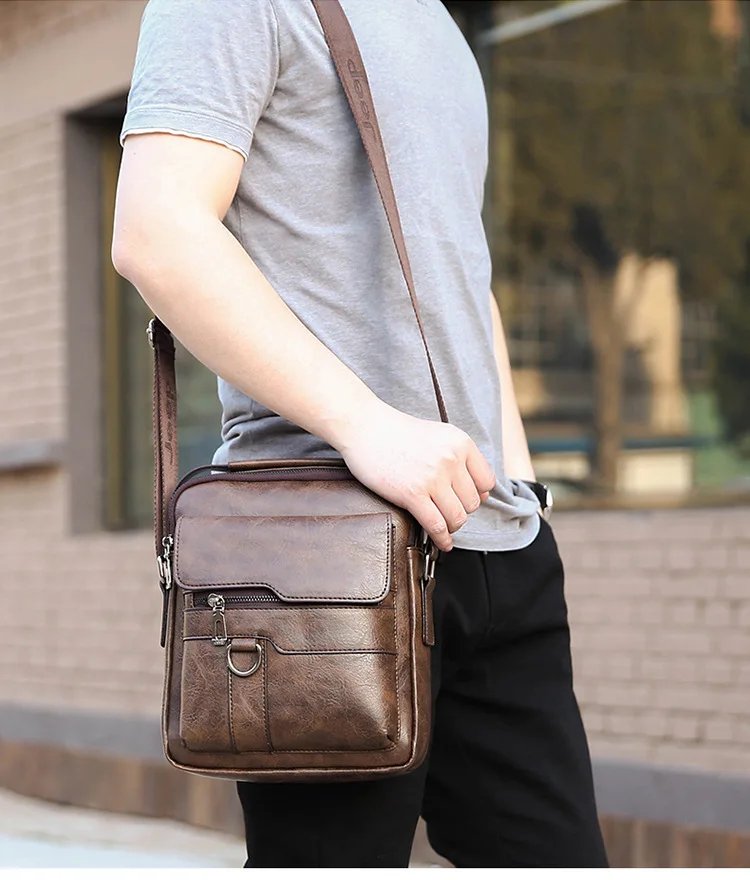 2024 Summer New Vintage Men Crossbody Bag Leather Shoulder Bag For Men Handbags Brown Black Business Messenger Bag Male Flap