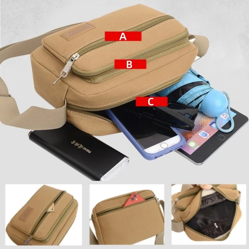Men Canvas Shoulder Bags Casual Tote Travel Men's Crossbody Bag Luxury Messenger Bags Multi Pocket Bag Men Purses And Handbags